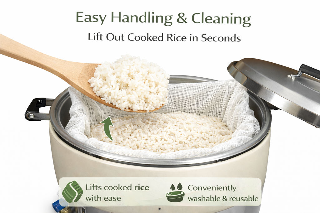 Commercial Rice Cooking Net – Reusable Mesh Rice Cloth for Restaurant Rice Cookers & Steaming, Heavy-Duty, 2 Pack (43.3" x 39.4")