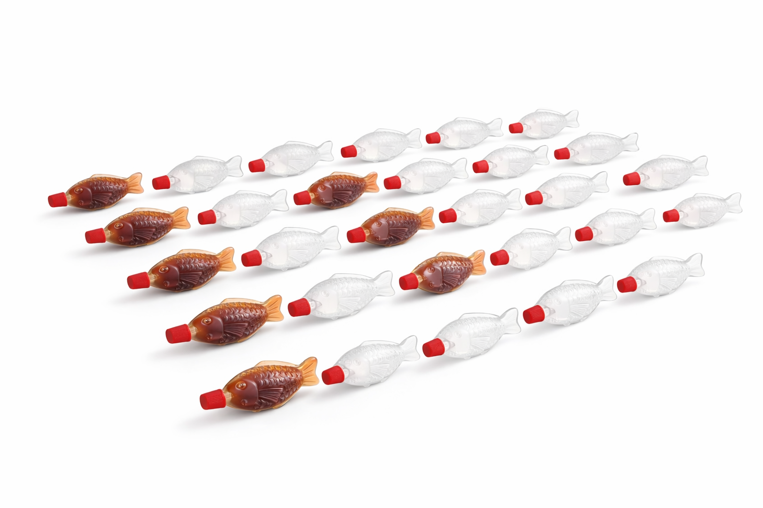100 Pack Fish-Shaped Soy Sauce Squeeze Bottles – 8ml Mini Condiment Containers with Leak-Proof Caps, Refillable Plastic Sauce Bottles for Sushi, Bento & Takeout