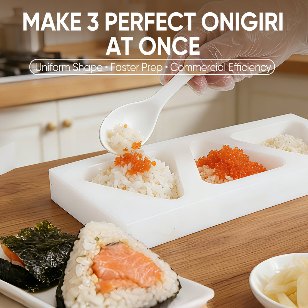 Triangle Onigiri Mold Rice Ball Press – Japanese Onigiri Maker, BPA-Free Food Grade Plastic, Easy Release Musubi Mold for Bento & Meal Prep (Large – 3-Cavity)