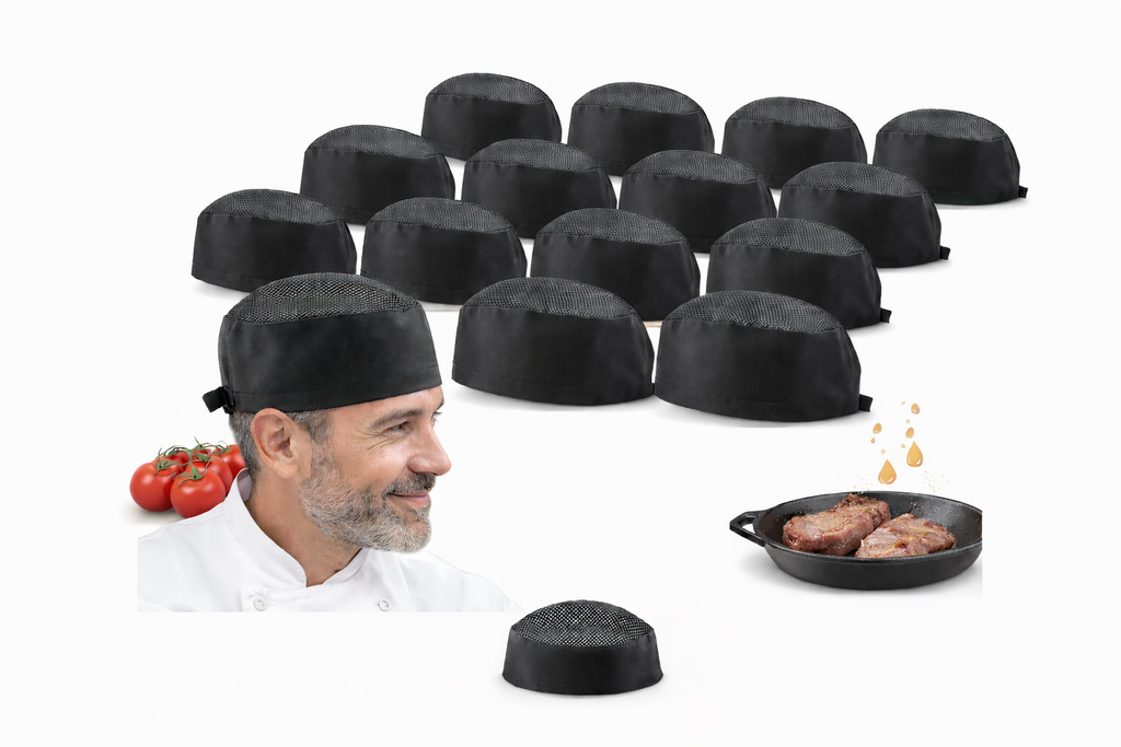 Chef Skull Cap – Adjustable & Breathable Mesh Chef Hat for Men & Women, Oil-Resistant Kitchen Cook Cap