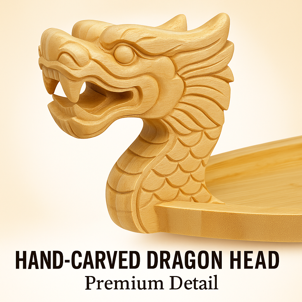 27.6" Bamboo Dragon Sushi Boat – Hand-Carved Wooden Sushi Serving Tray for 30–40 pcs, Large Party & Restaurant Display Platter