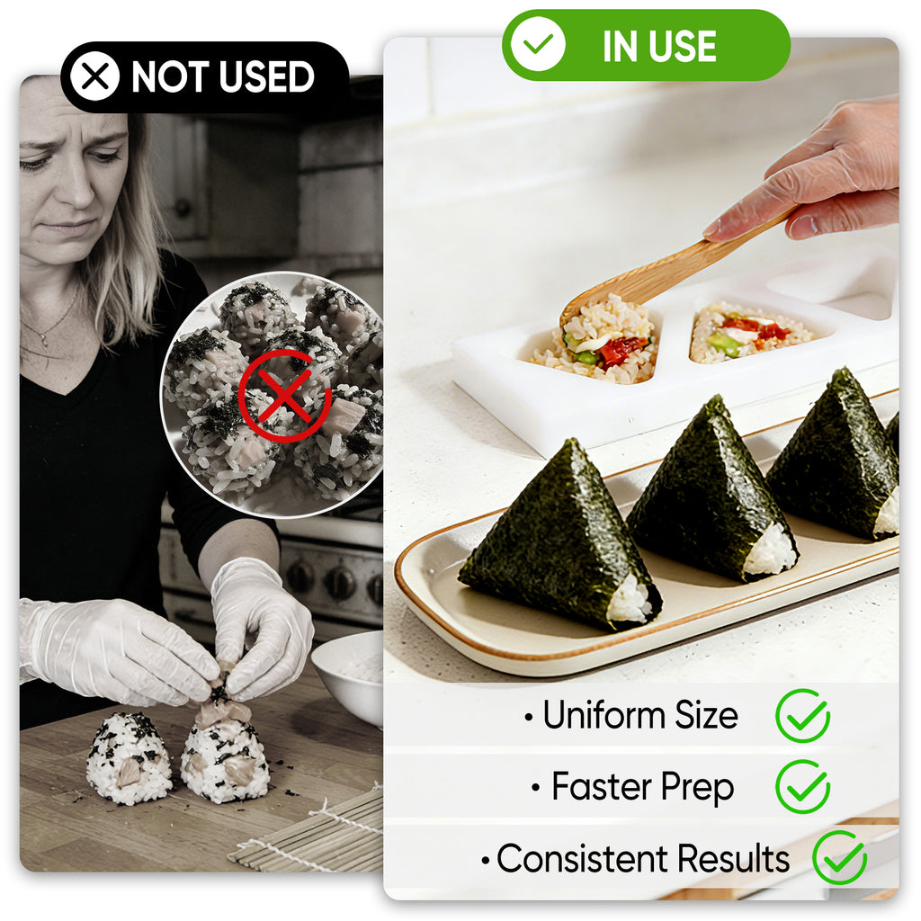 Triangle Onigiri Mold Rice Ball Press – Japanese Onigiri Maker with 3 or 5 Cavities, BPA-Free Food Grade Plastic, Easy Release Musubi Mold for Bento & Meal Prep (Large – 5-Cavity)