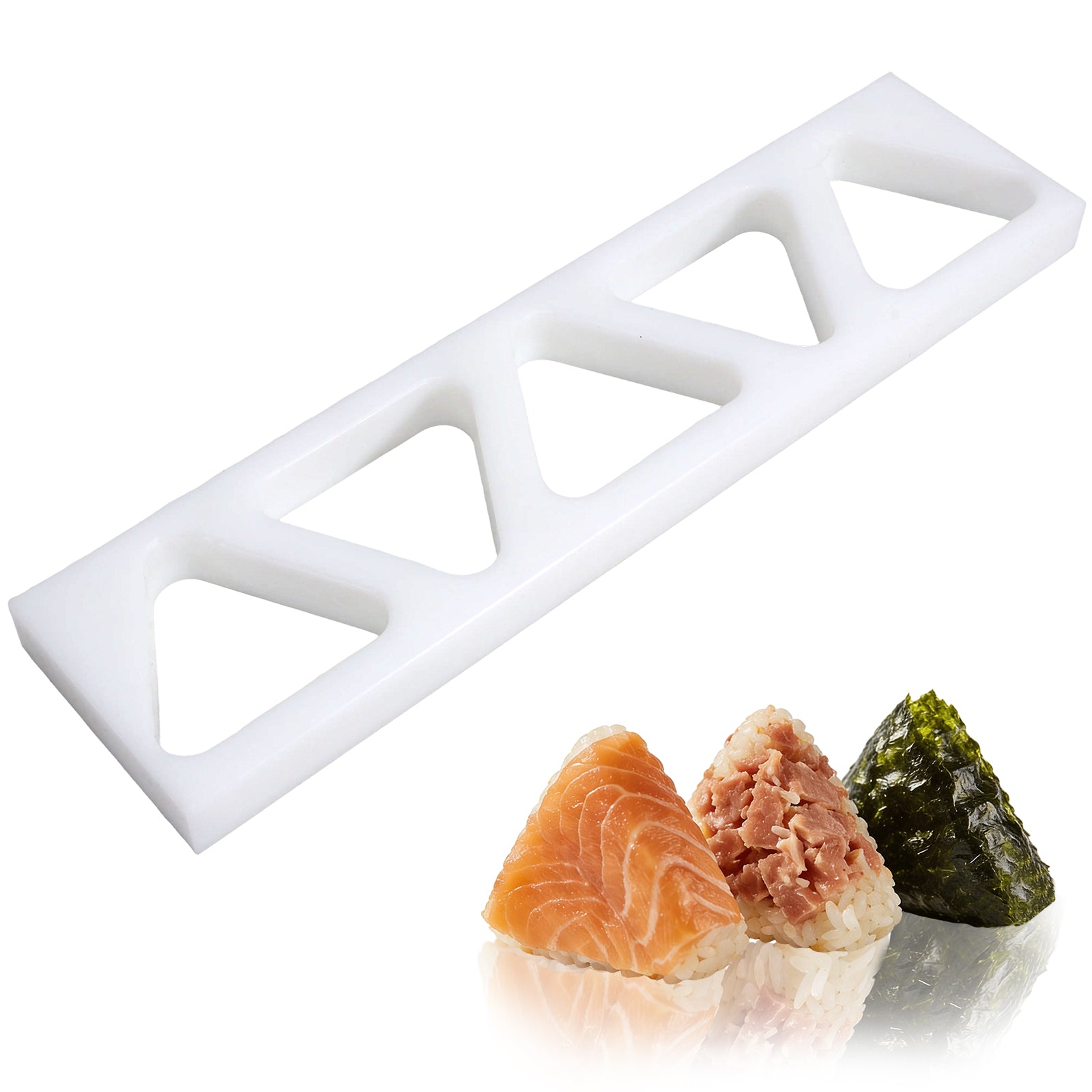 Triangle Onigiri Mold Rice Ball Press – Japanese Onigiri Maker with 3 or 5 Cavities, BPA-Free Food Grade Plastic, Easy Release Musubi Mold for Bento & Meal Prep (Medium–5-Cavity)