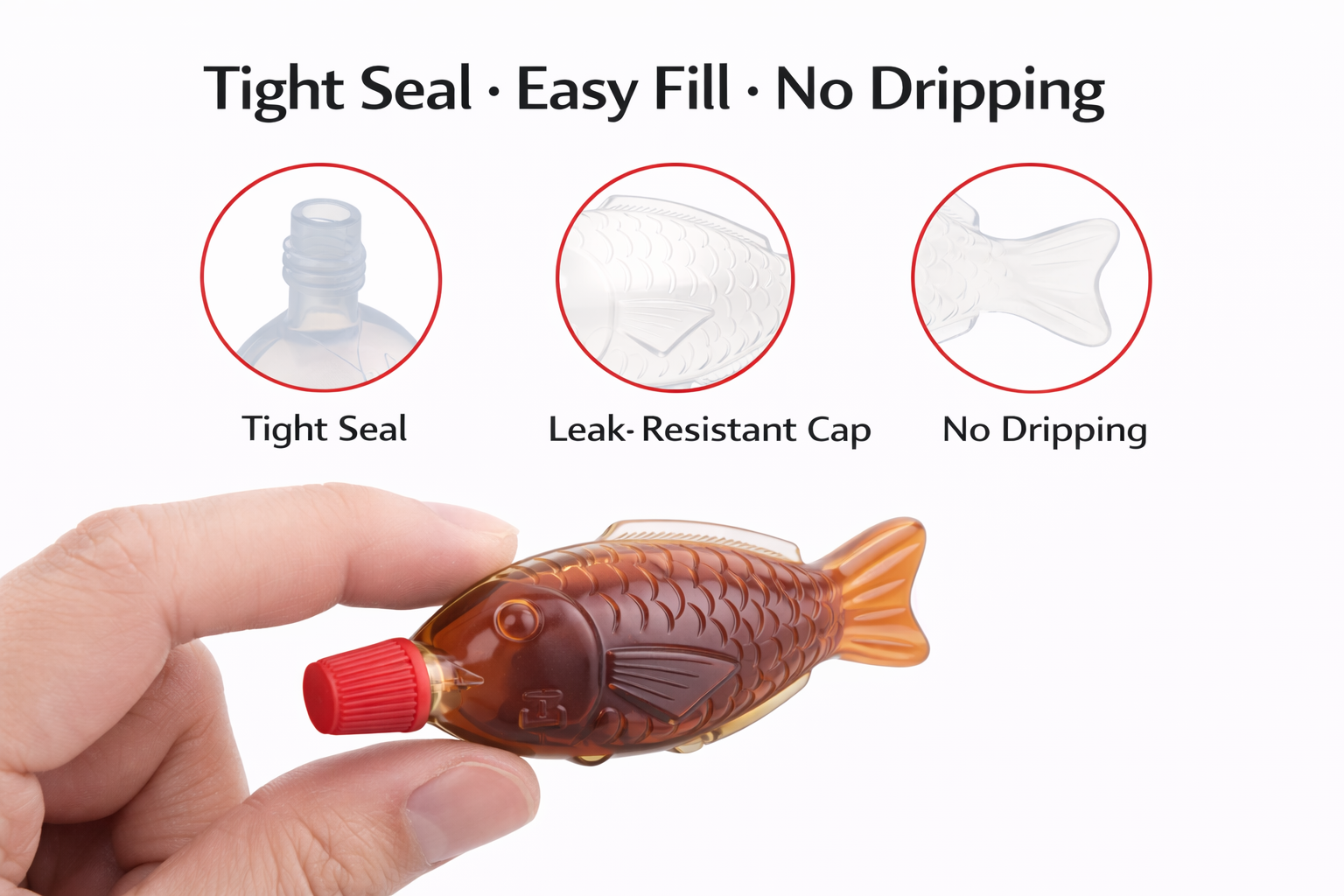 100 Pack Fish-Shaped Soy Sauce Squeeze Bottles – 8ml Mini Condiment Containers with Leak-Proof Caps, Refillable Plastic Sauce Bottles for Sushi, Bento & Takeout