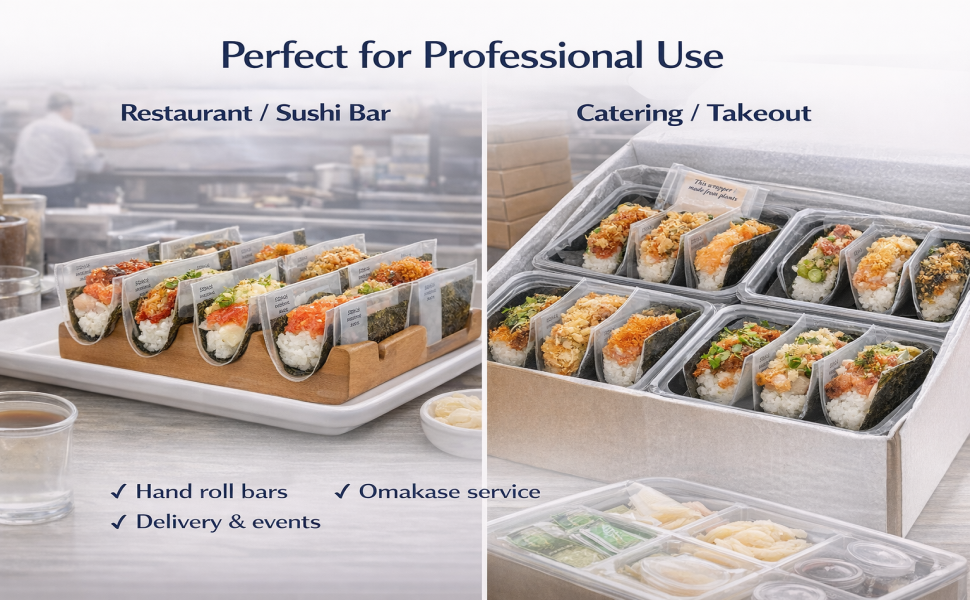 Sushi Taco Holder Inserts 500 pcs – Clear Plastic Hand Roll Liners for Sushi Tacos & Temaki, Nori Separator Keeps Seaweed Crispy, Disposable Food Safe Restaurant Supplies