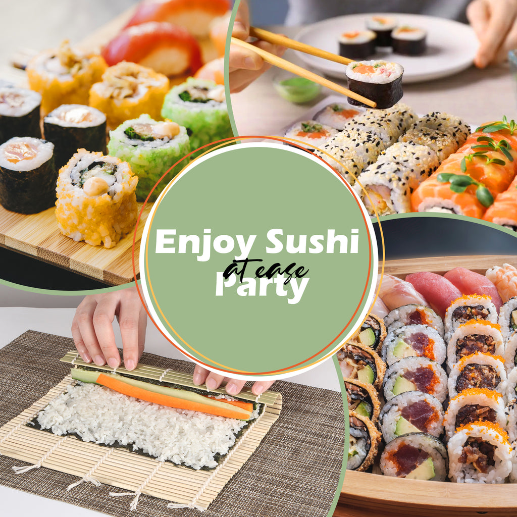 10PCS Bamboo Sushi Mat 9.5"x9.5" – Durable Sushi Rolling Mat, Tightly-Bound Design (Green)