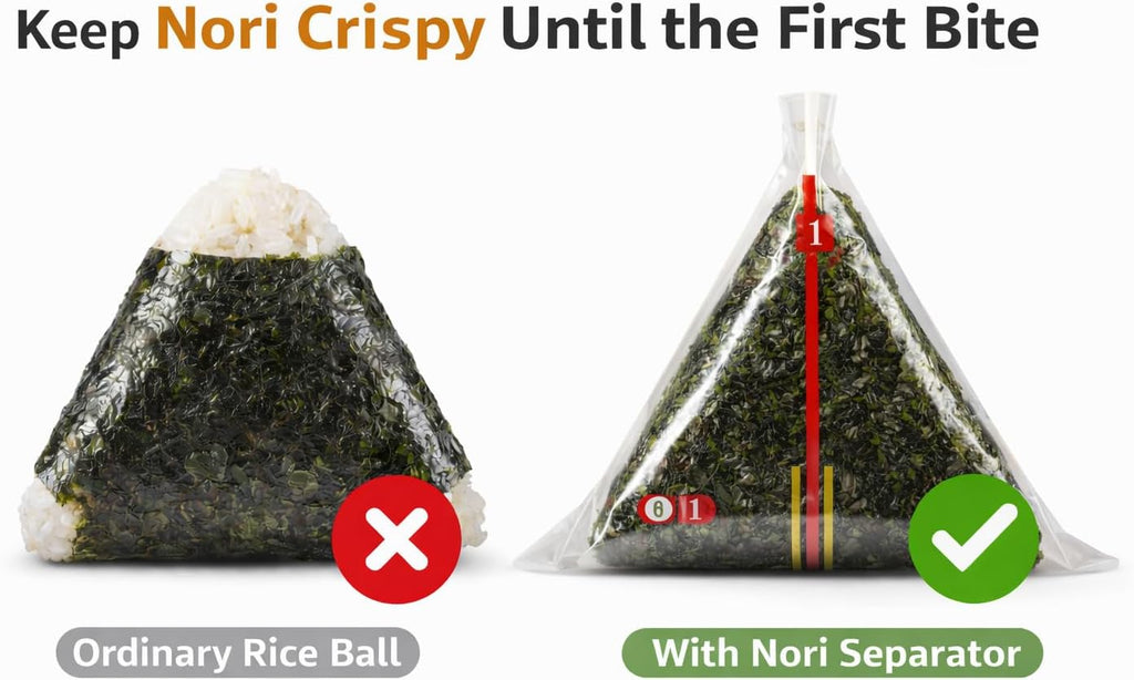 LEQC Onigiri Wrapper with Nori Separator – Keep Seaweed Crispy, 100 Count