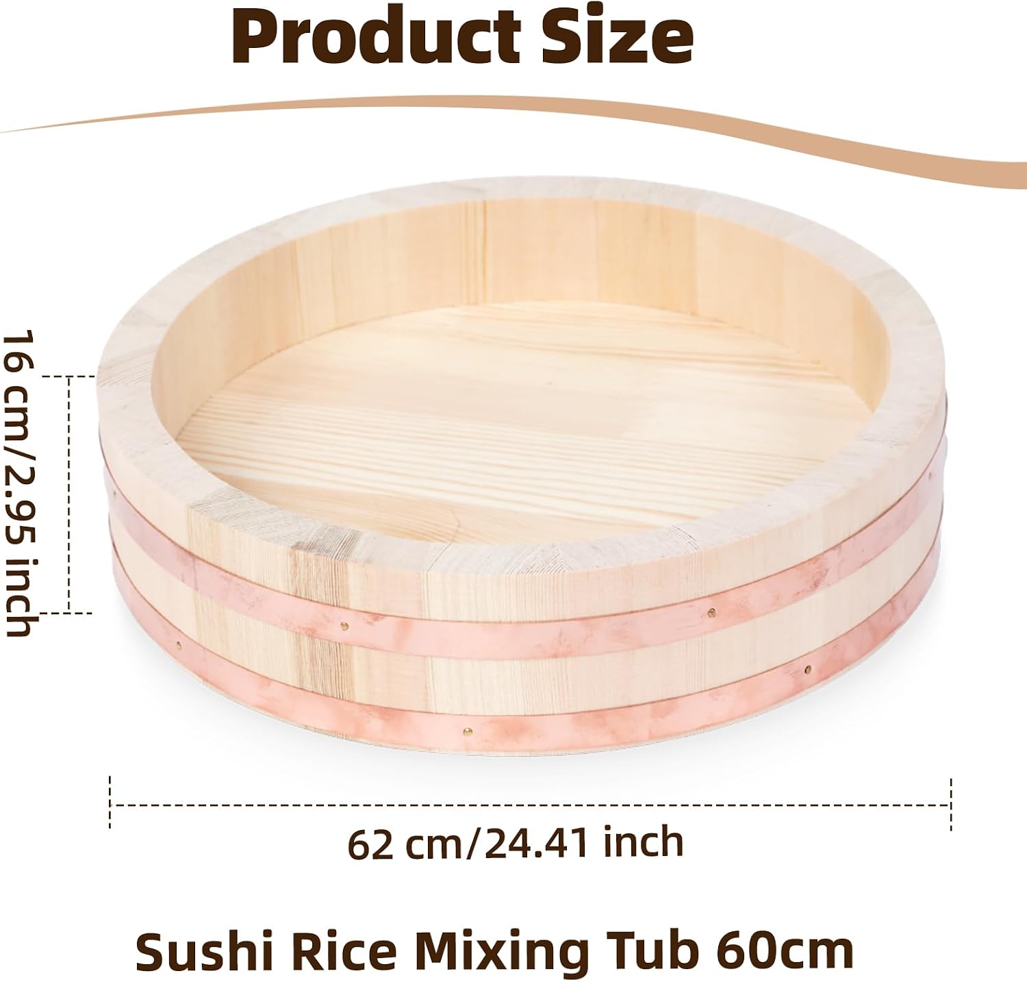 Professional Japanese Hangiri Sushi Rice Mixing Tub Set - Wooden Oke Bowl with Paddle & Makisu, Authentic Sushi Making Kit for Home & Restaurant (23.6' inch)