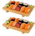 Bamboo Sushi Plate – Japanese Style Sushi Serving Tray & Sashimi Platter, Natural Eco-Friendly Bamboo Tableware (11.81" x 7.87", Set of 2)