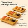 Bamboo Sushi Plate Japanese Style Sushi Serving Tray, Wooden Sushi Board & Sashimi Platter – Natural Eco-Friendly Bamboo Tableware for Sushi Rolls, Nigiri & Appetizers (10.63" × 7.09", Count, 2)