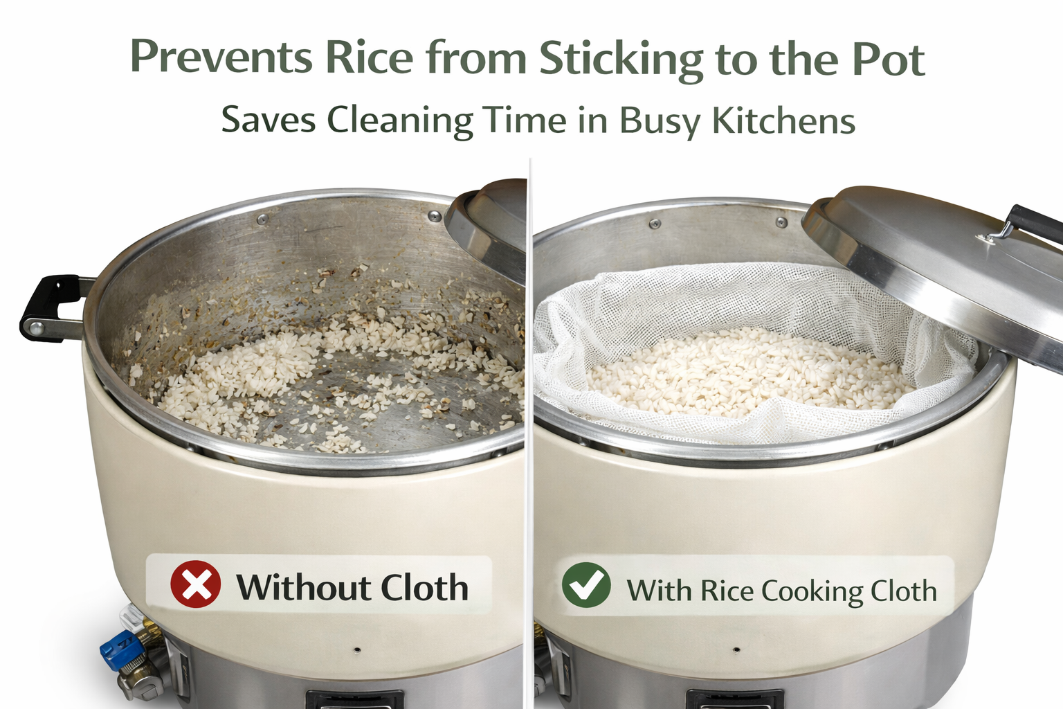 Commercial Rice Cooking Net – Reusable Mesh Rice Cloth for Restaurant Rice Cookers & Steaming, Heavy-Duty, 2 Pack (43.3" x 39.4")