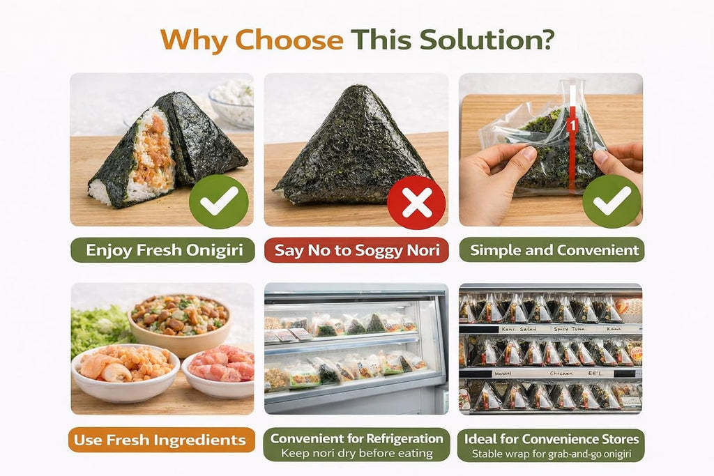 LEQC Onigiri Wrapper with Nori Separator – Keep Seaweed Crispy, 100 Count