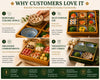 Bamboo Serving Tray with Removable Ceramic Dishes, Japanese Serving Set for Sushi, Charcuterie, Appetizers, Hot Pot, Desserts & Entertaining (9 Compartments + Ceramic Dishes)