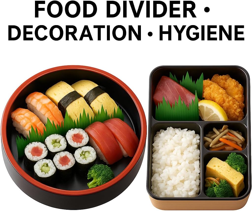 Green Sushi Grass Divider – Plastic Baran for Sushi & Bento, Food Separator Decoration for Restaurant & Takeout, 3 x 2 Inch (4000 pcs)