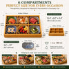 Bamboo Serving Tray with Removable Ceramic Dishes, Japanese Serving Set for Sushi, Charcuterie, Appetizers, Hot Pot, Desserts & Entertaining (6 & 9 Compartments + Ceramic Dishes)