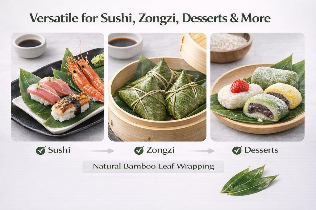 Sushi Bamboo Leaves – Natural Whole Bamboo Leaf Sheets, 500 Sheets (11.4" x 3.2"), Vacuum Sealed