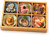 Bamboo Serving Tray with Removable Ceramic Dishes, Japanese Serving Set for Sushi, Charcuterie, Appetizers, Hot Pot, Desserts & Entertaining (6 & 9 Compartments + Ceramic Dishes)