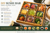 Bamboo Serving Tray with Removable Ceramic Dishes, Japanese Serving Set for Sushi, Charcuterie, Appetizers, Hot Pot, Desserts & Entertaining (9 Compartments + Ceramic Dishes)