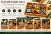 Bamboo Serving Tray with Removable Ceramic Dishes, Japanese Serving Set for Sushi, Charcuterie, Appetizers, Hot Pot, Desserts & Entertaining (6 & 9 Compartments + Ceramic Dishes)