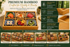 Bamboo Serving Tray with Removable Ceramic Dishes, Japanese Serving Set for Sushi, Charcuterie, Appetizers, Hot Pot, Desserts & Entertaining (6 & 9 Compartments + Ceramic Dishes)