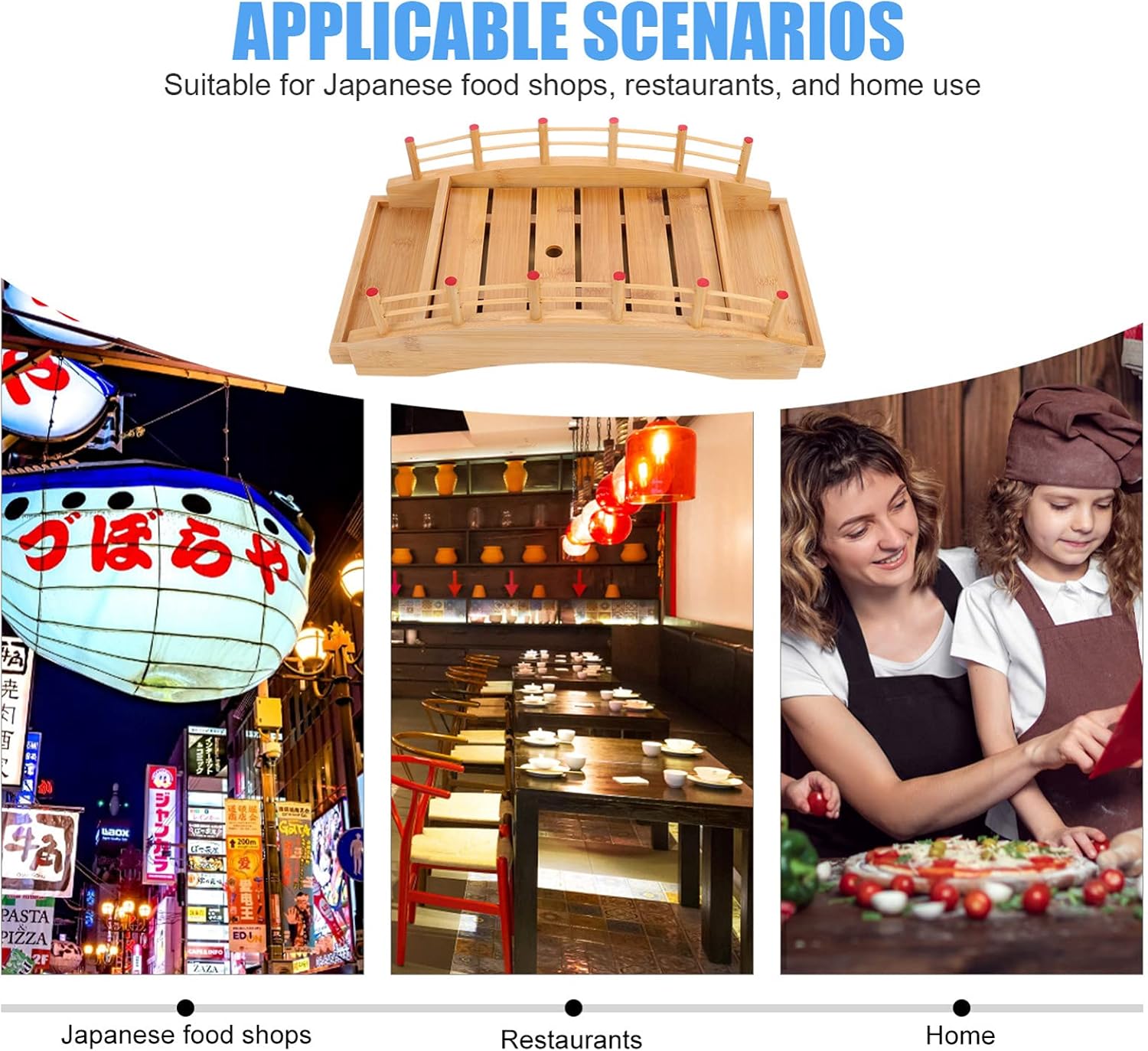 Wooden Sushi Boat Bridge – Large Sushi Serving Tray for Japanese Food Display, Sushi Train Dining & Party Serving (20.8 x 10 x 5.6 in)