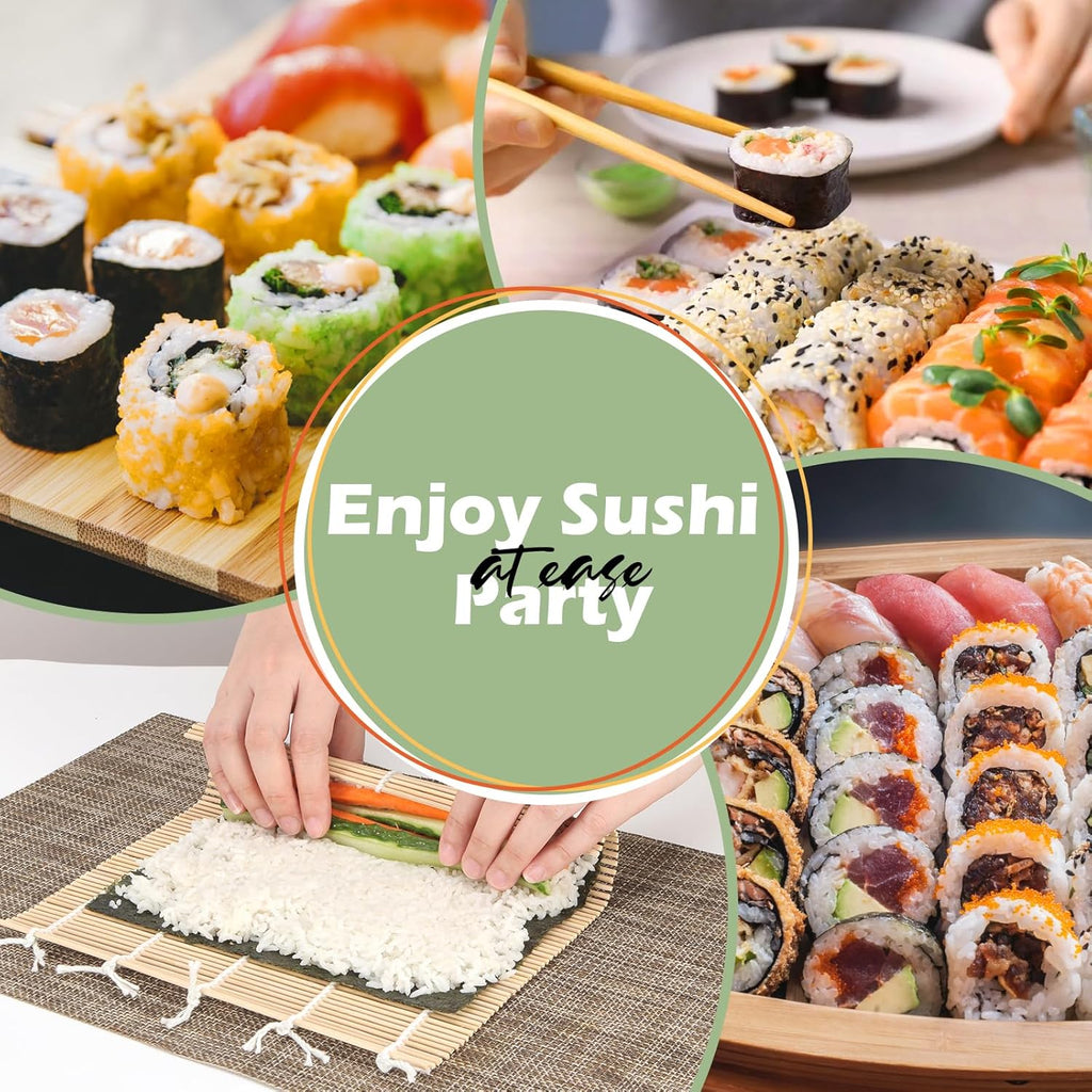 10PCS Sushi Rolling Mat 9.5"x9.5" – Durable Sushi Mat with Tightly-Bound Design for Home & Restaurant Use (White)