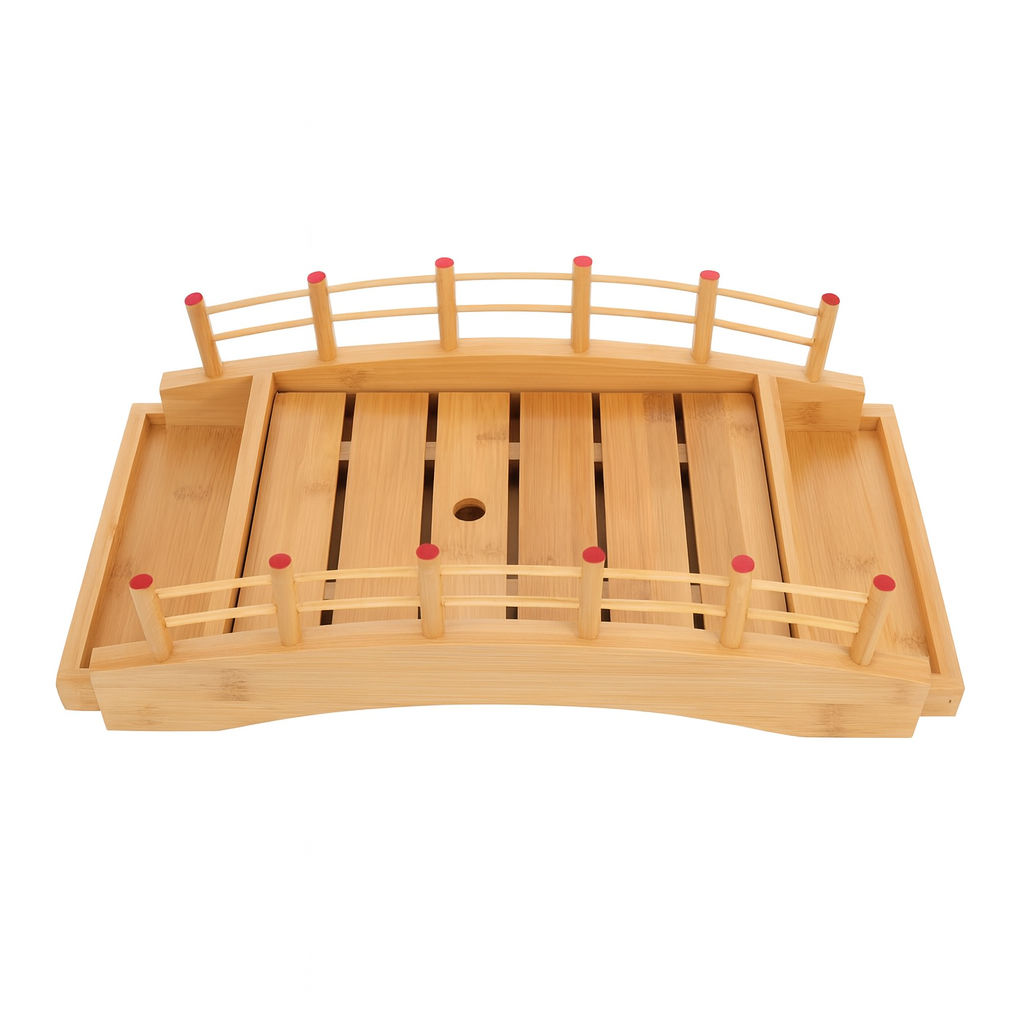 Wooden Sushi Boat Bridge – Large Sushi Serving Tray for Japanese Food Display, Sushi Train Dining & Party Serving (20.8 x 10 x 5.6 in)