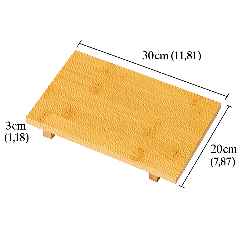 Bamboo Sushi Plate – Japanese Style Sushi Serving Tray & Sashimi Platter, Natural Eco-Friendly Bamboo Tableware (11.81" x 7.87", Set of 2)