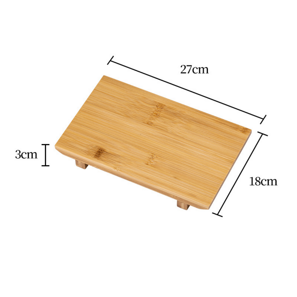 Bamboo Sushi Plate Japanese Style Sushi Serving Tray, Wooden Sushi Board & Sashimi Platter – Natural Eco-Friendly Bamboo Tableware for Sushi Rolls, Nigiri & Appetizers (10.63” × 7.09”, 2-Pack)