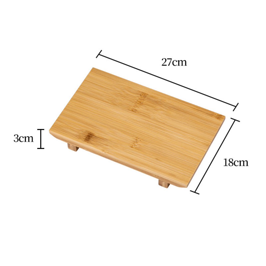 Bamboo Sushi Plate Japanese Style Sushi Serving Tray, Wooden Sushi Board & Sashimi Platter – Natural Eco-Friendly Bamboo Tableware for Sushi Rolls, Nigiri & Appetizers (10.63” × 7.09”, 2-Pack)