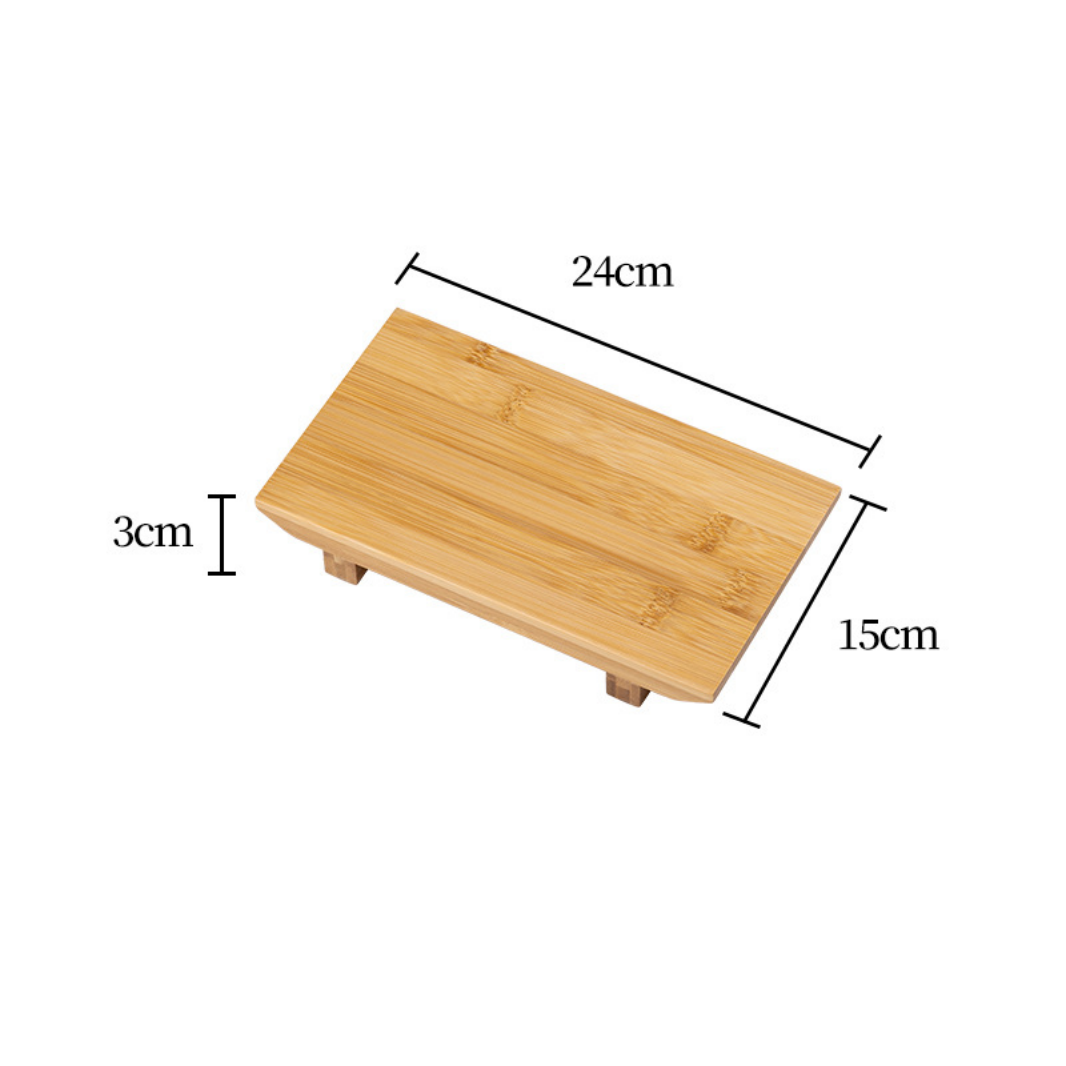 Bamboo Sushi Plate – Japanese Style Sushi Serving Tray & Sashimi Platter, Natural Eco-Friendly Bamboo Tableware (9.45" x 5.91", Set of 2)