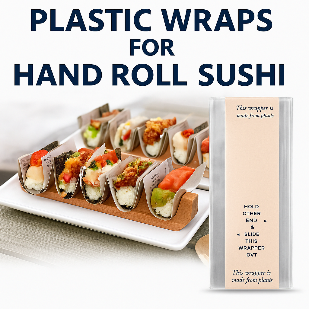 Sushi Taco Holder Inserts 500 pcs – Clear Plastic Hand Roll Liners for Sushi Tacos & Temaki, Nori Separator Keeps Seaweed Crispy, Disposable Food Safe Restaurant Supplies